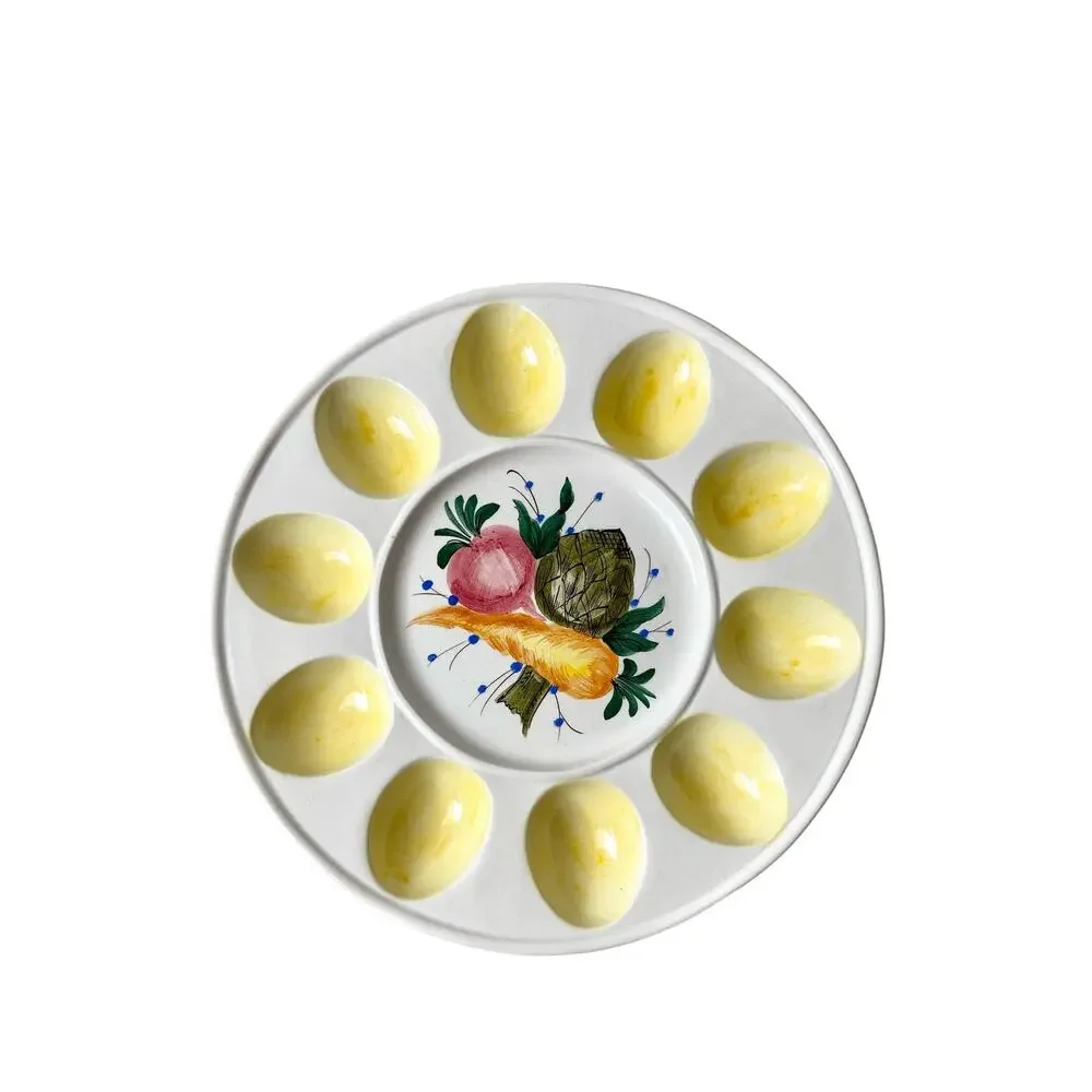 Vintage Italy Hand Painted Egg Plate
